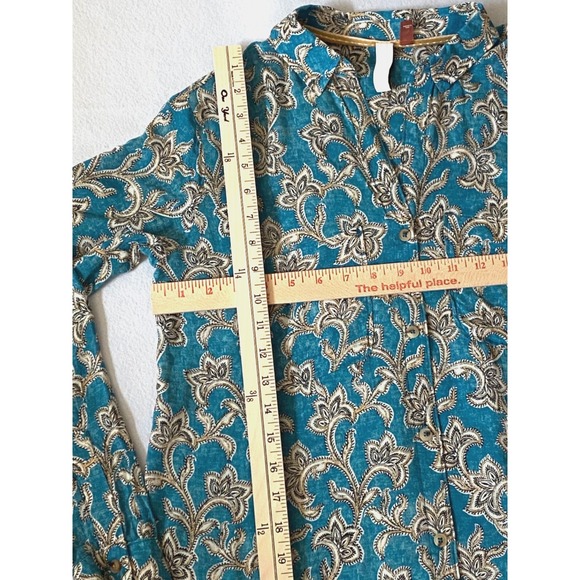 Anthropologie Pilcro Leilani Button Down Tunic Top XS Teal Paisley - Picture 9 of 15